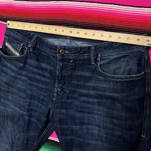 Diesel Jeans Men 38x32 New Fanker Regular Slim Bootcut Button Fly Dark Denim‎ - Picture 8 of 10